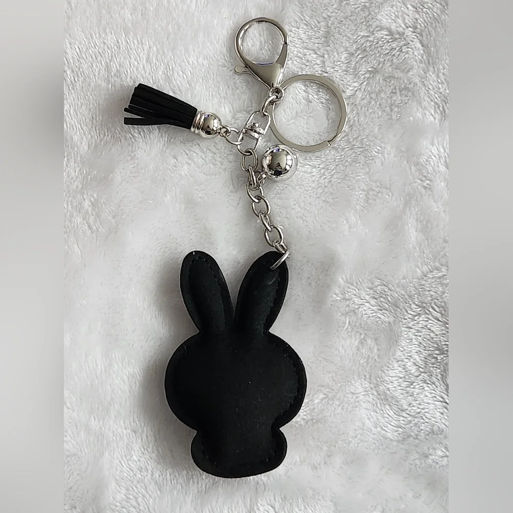 Cute Rhinestone Bunny Keychain with Pink Accents Easter Spring Bag Charm